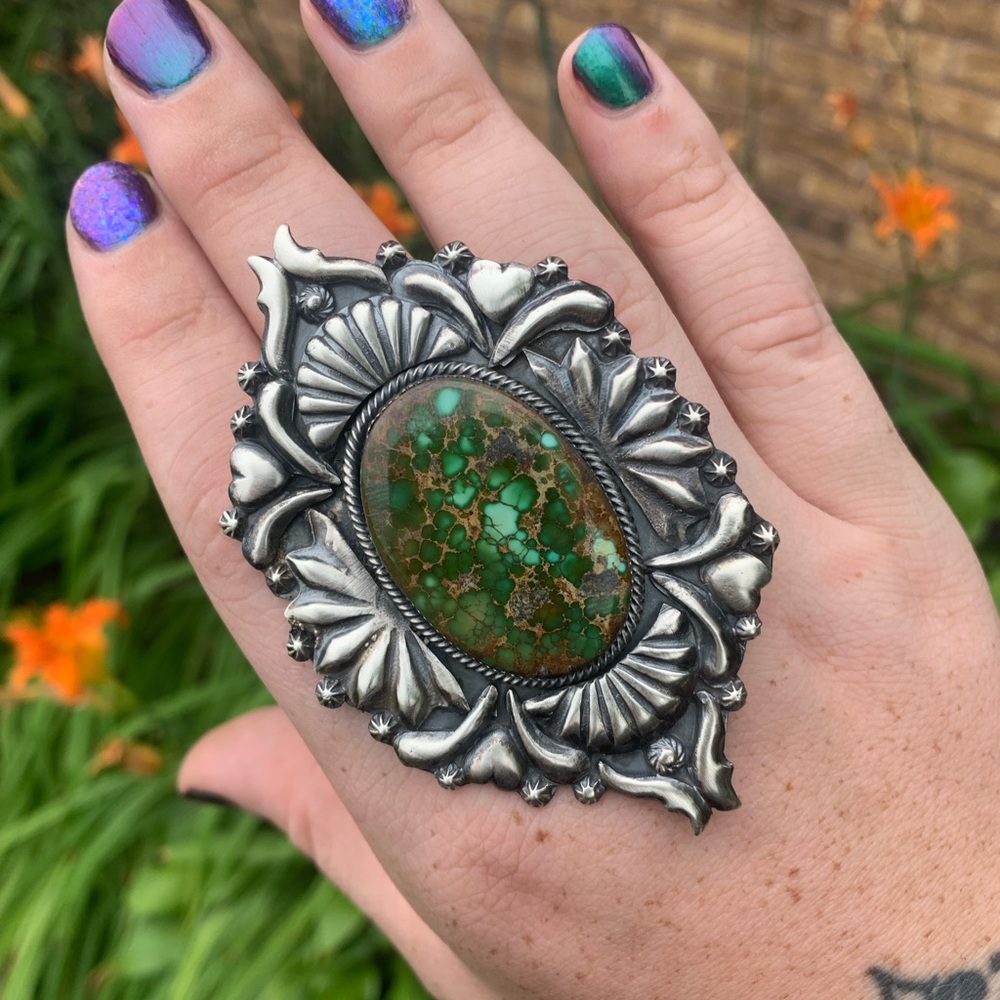 Sterling silver navajo turquoise ring 925 Native American made vintage jewelry - Picture 6 of 13